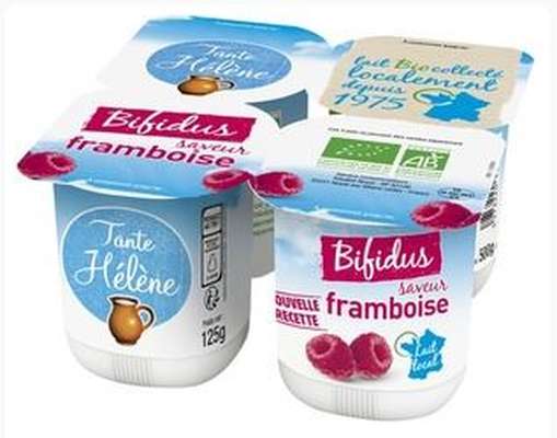 Yaourt au bifidus saveur framboise BIO, Tante Hélène (4 x 125 g)