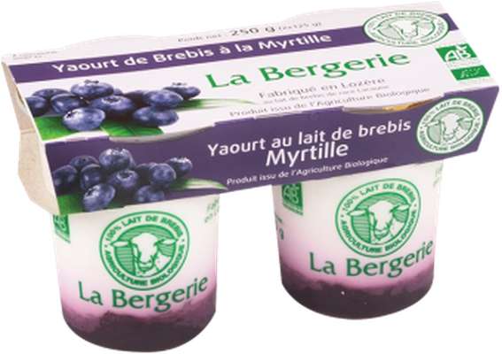 Yaourt au lait de brebis aux myrtilles BIO, La Bergerie (2 x 125 g)