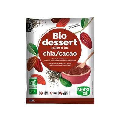 Dessert au sucre de coco sans gluten saveurs chia et cacao BIO, Natali (40 g)