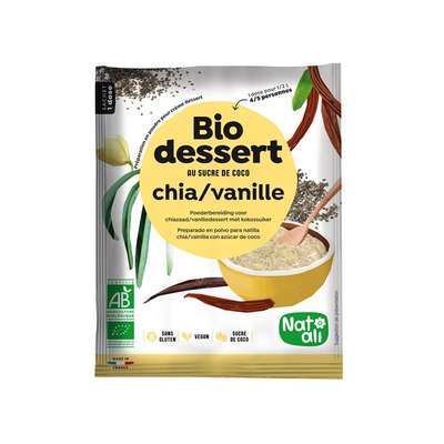 Dessert au sucre de coco saveurs vanille et chia sans gluten BIO, Natali (40 g)