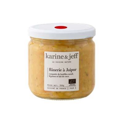 Flanerie à Jaïpur: compotée de lentilles corail légumes et lait de coco BIO, Karine & Jeff (350 g)