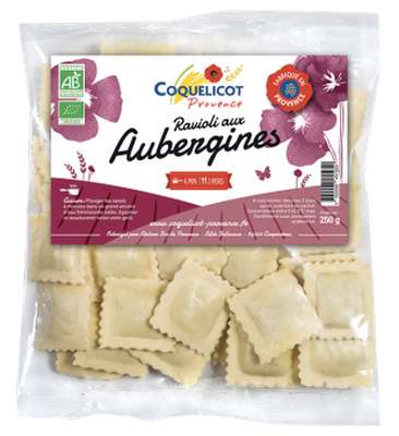 Ravioli frais aux aubergines BIO, Coquelicot (250 g)