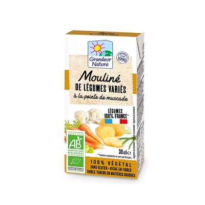 Mouliné de légumes variés à la pointe de muscade BIO, Grandeur Nature (30 cl)