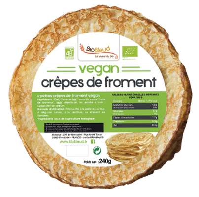 Petites crêpes vegan de froment BIO, Biobleud (x 6, 360 g)