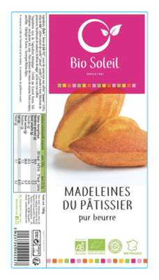 Madeleines pur beurre BIO, Bio Soleil (180 g)