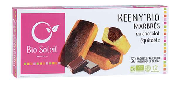 Keeny'Bio marbré au chocolat équitable  BIO, Bio Soleil (x 5, 150 g)