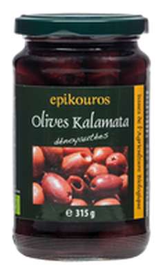 Olives Kalamata noires dénoyautées BIO, Epikouros (315 g)