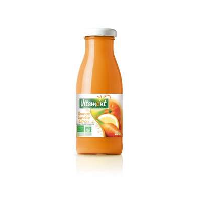 Mini jus d'orange, carotte, citron BIO, Vitamont (25 cl)