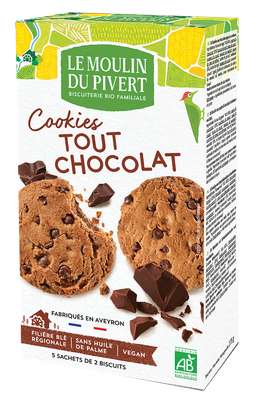 Cookies tout choco BIO, Le Moulin du Pivert (175 g)