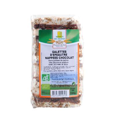 Galettes d'épeautre nappées de cacao BIO, Moulin des Moines (150 g)
