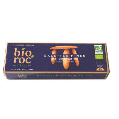 Galettes fines de Bretagne pur beurre de baratte étui carton BIO, Roc'helou (100 g)