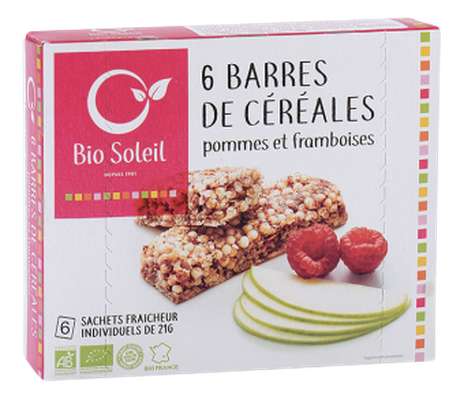 Barres de céréales pommes et framboises BIO, Bio Soleil (x 6, 125 g)