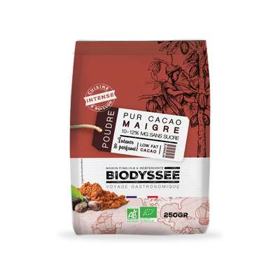 Pur cacao maigre 10-12% MG sans sucre BIO, Biodyssée (250 g)