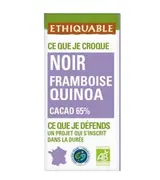 Chocolat noir 65% cacao framboise quinoa BIO, Ethiquable (100 g)