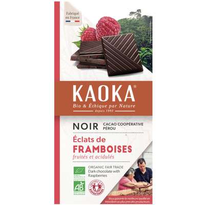 Chocolat noir 55% &  framboise BIO, Kaoka (100 g)
