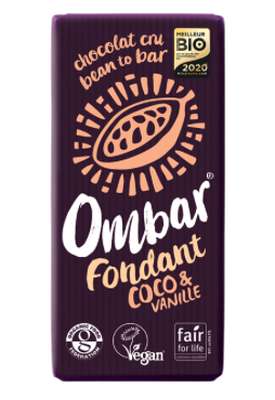 Chocolat noir 100% cacao cru coco vanille BIO, Ombar (30 g)