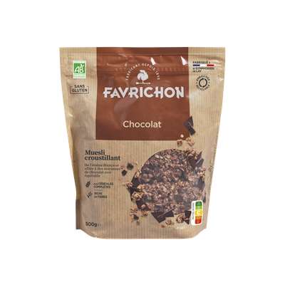 Muesli croustillant chocolat sans huile de palme, BIO, Favrichon (500 g)