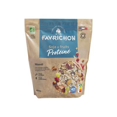 Muesli protéiné soja et fruits BIO, Favrichon (450 g)