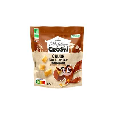 Crosti crush pâte à tartiner cacao noisettes BIO, Favrichon (375 g)