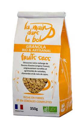 Céréales granola fruits secs BIO, La Main dans le Bol (350 g)