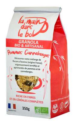 Céréales granola pommes canneberges BIO, La Main dans le Bol (350 g)