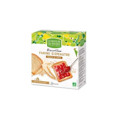 Biscottes d'épeautre complet BIO, Moulin du Pivert (270 g)