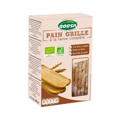 Pain grillé complet BIO, Borsa (14 tranches, 250 g)
