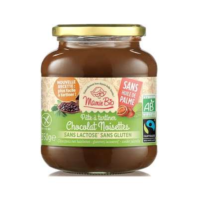 Pâte à tartiner chocolat noisette sans gluten sans lactose, Mamie Bio (350 g)