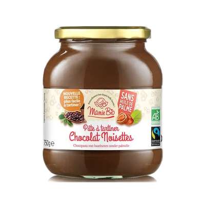 Pâte à tartiner chocolat noisette sans huile de palme, Mamie Bio (750 g)
