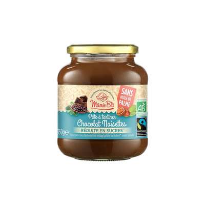 Pâte à tartiner noisette et cacao 30% de sucre en moins, Mamie Bio (350 g)