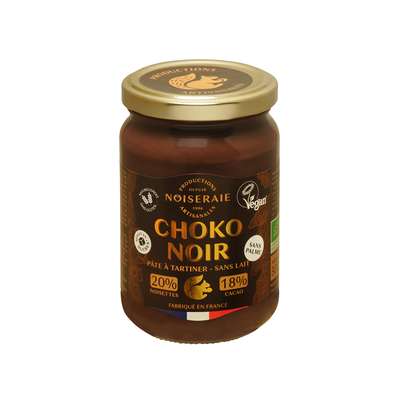 Pâte à tartiner choko noir cacao 18% BIO, Noiseraie (300 g)