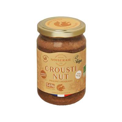 Pâte à tartiner Croustinut praliné croquant noisette 54% BIO, Noiseraie (300 g)