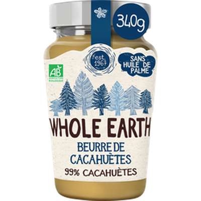 Beurre de cacahuètes sans sucres ajoutés BIO, Whole Earth  (340 g)