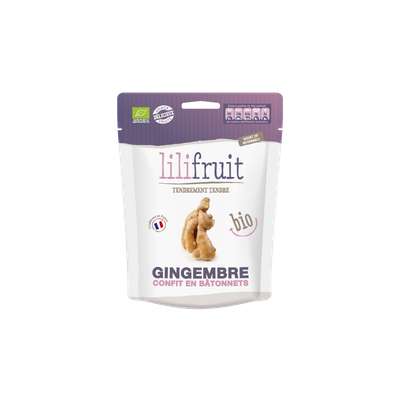 Gingembre cristallisé en bâtonnets BIO, Lilifruit (150 g)