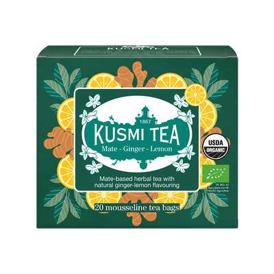 Infusion Maté Gingembre et citron BIO - étui sachets mousseline, Kusmi Tea (x 20, 40 g)