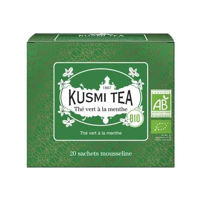 Thé vert à la menthe BIO - étui sachets mousseline, Kusmi Tea (x 20, 40 g)