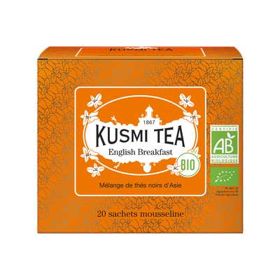 Thé noir English Breakfast BIO - étui sachets mousseline, Kusmi Tea (x 20, 40 g)