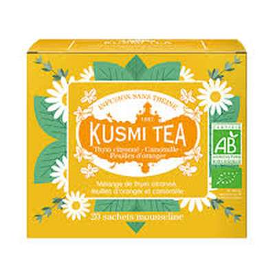 Thym citronné-camomille-feuilles d’oranger BIO - Infusion de plantes sans théine, Kusmi Tea (x 20, 40 g)