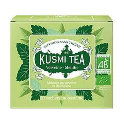 Verveine menthe BIO - Infusion de plantes sans théine, Kusmi Tea (x 20, 40 g)