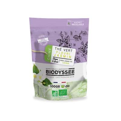 Thé vert fleuri jasmin de Chine BIO, Biodyssée (100 g)