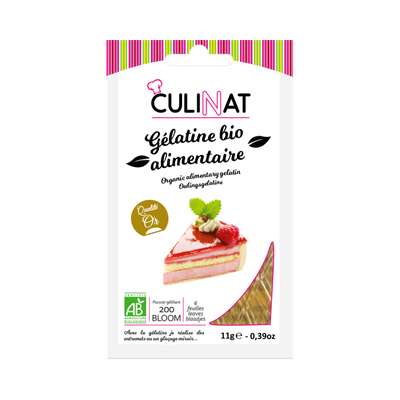 Gélatine alimentaire  BIO, Culinat (11 g = 5 à 7 feuilles)