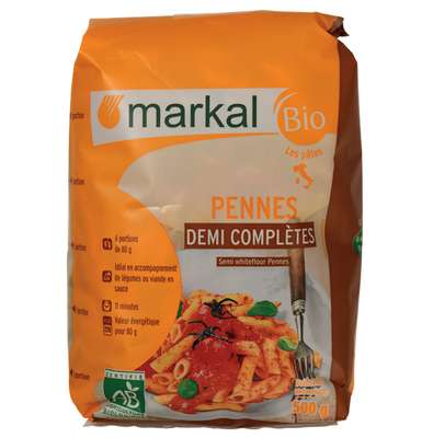Penne demi complètes BIO, Markal (500 g)