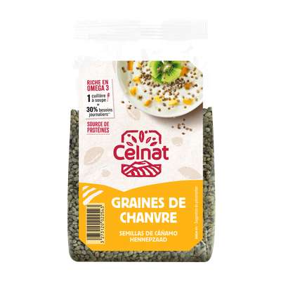 Graines de chanvre complètes BIO, Celnat (250 g)