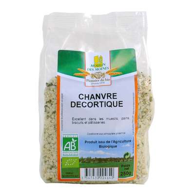 Graines de chanvre décortiquées BIO, Moulin des Moines (250 g)