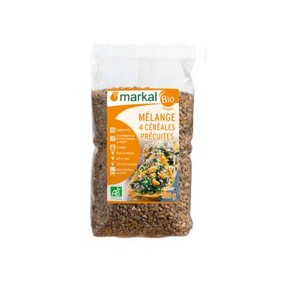 Mélange 4 céréales précuites blé orge épeautre riz BIO, Markal (500 g)