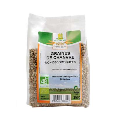 Graines de chanvre non décortiquées BIO, Moulin des Moines (250 g)