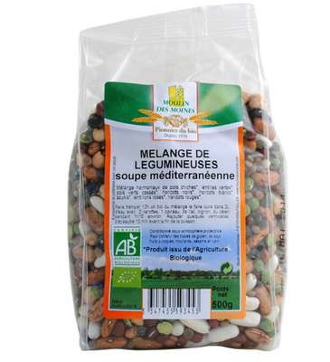 Mélange de légumineuses soupe méditerranéenne BIO, Moulin des Moines (500 g)