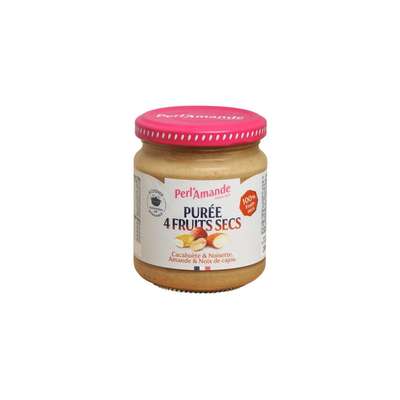 Purée 4 fruits secs arachide noix de cajou noisette amande BIO, Perl'Amande (200 g)