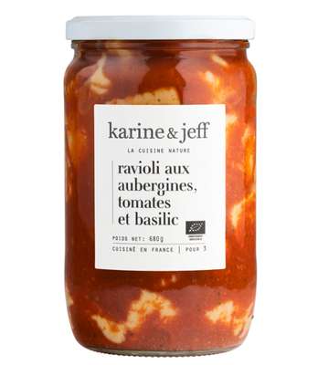 Ravioli aux aubergines tomates et basilic BIO, Karine & Jeff (680 g)