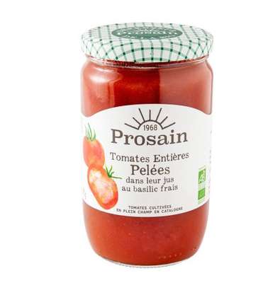 Tomates entières pelées au basilic BIO, Prosain (390 g)